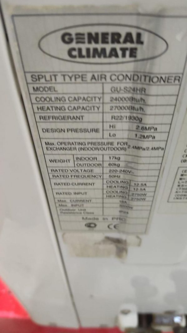 Кондиционер General Climate GC, GU-S24HR  б/у